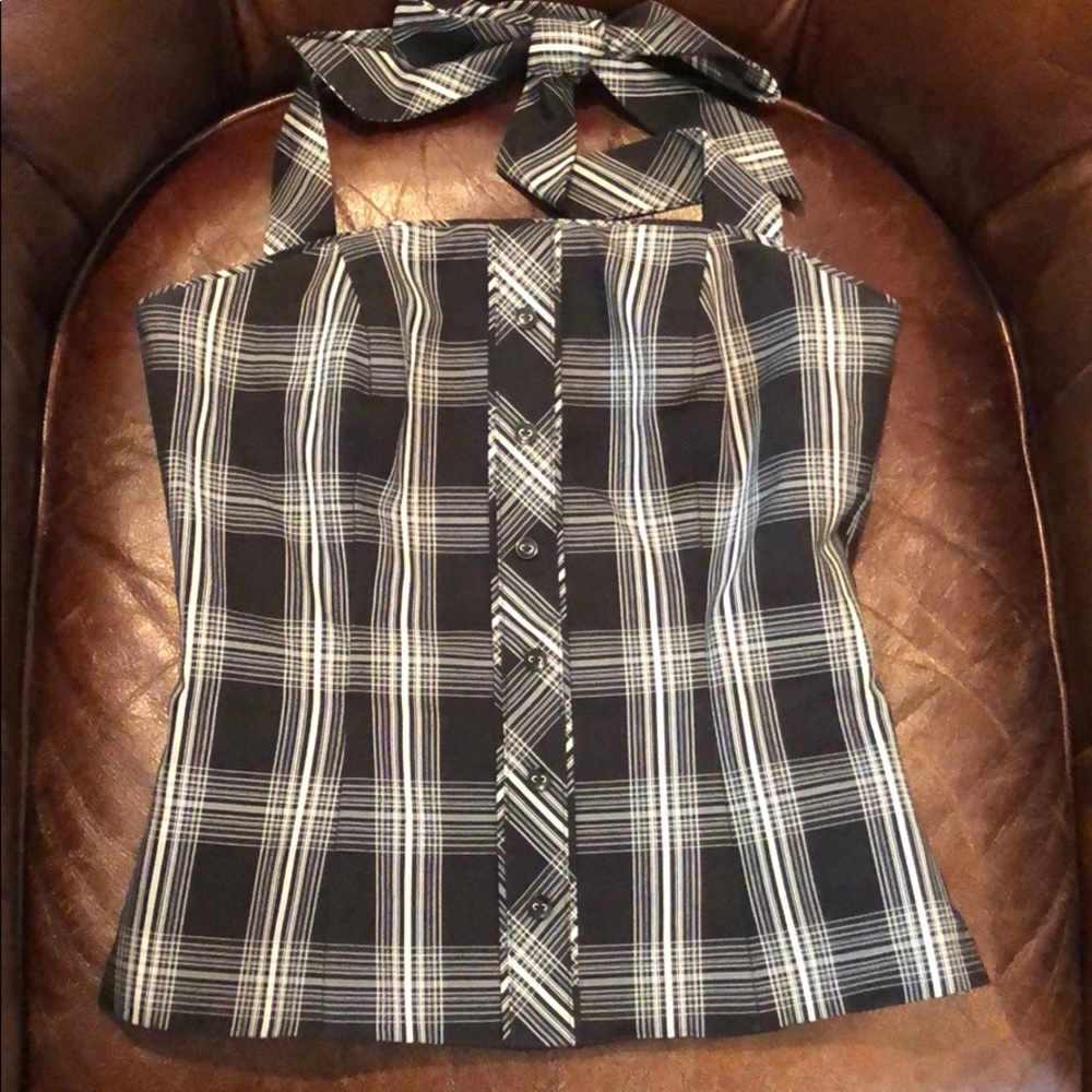 White House Black Market Checkered Top